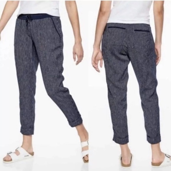Athleta Pants - Athleta Stripe Bali Linen Ankle Pant